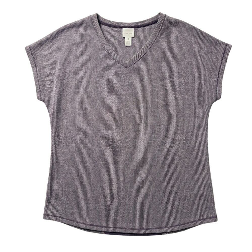 Weekends‎ By Chicos Womens M Minimalist Athleisure Staple Modest V-Neck T-Shirt